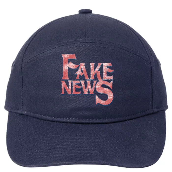 Fake News Distressed Text 7-Panel Snapback Hat