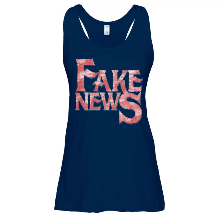 Fake News Distressed Text Ladies Essential Flowy Tank