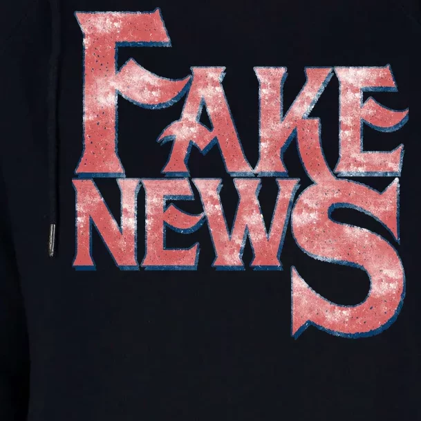 Fake News Distressed Text Womens Funnel Neck Pullover Hood