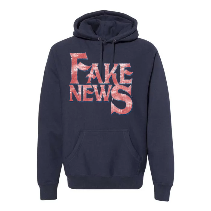 Fake News Distressed Text Premium Hoodie