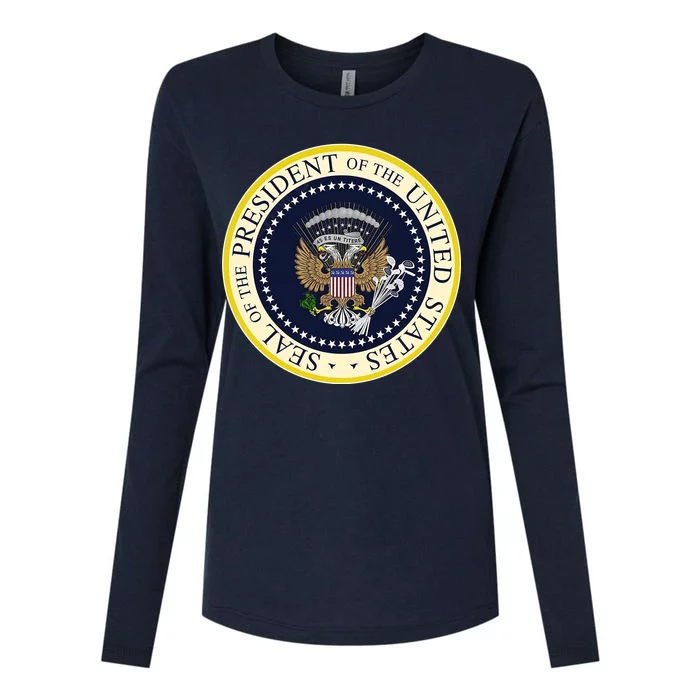 Fake Presidential Seal Womens Cotton Relaxed Long Sleeve T-Shirt