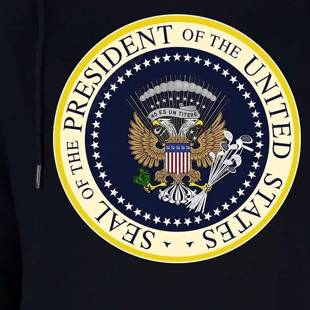 Fake Presidential Seal Womens Funnel Neck Pullover Hood