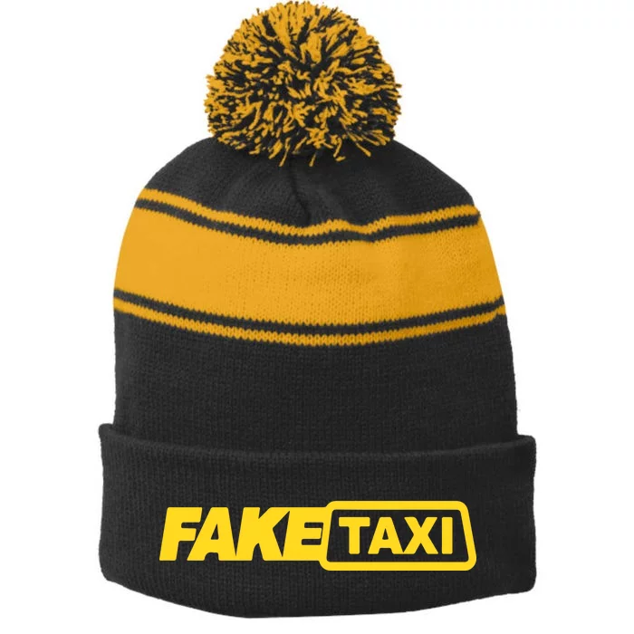 Fake Taxi Stripe Pom Pom Beanie