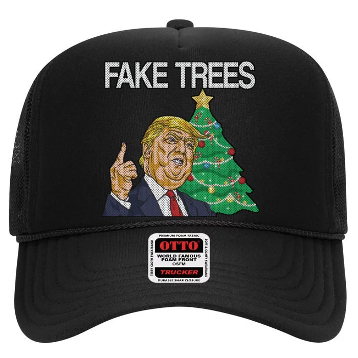 Fake Trees News Ugly Christmas High Crown Mesh Trucker Hat