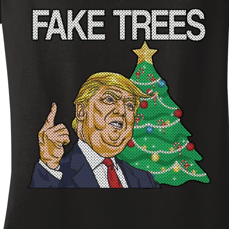 Fake Trees News Ugly Christmas Women's V-Neck T-Shirt