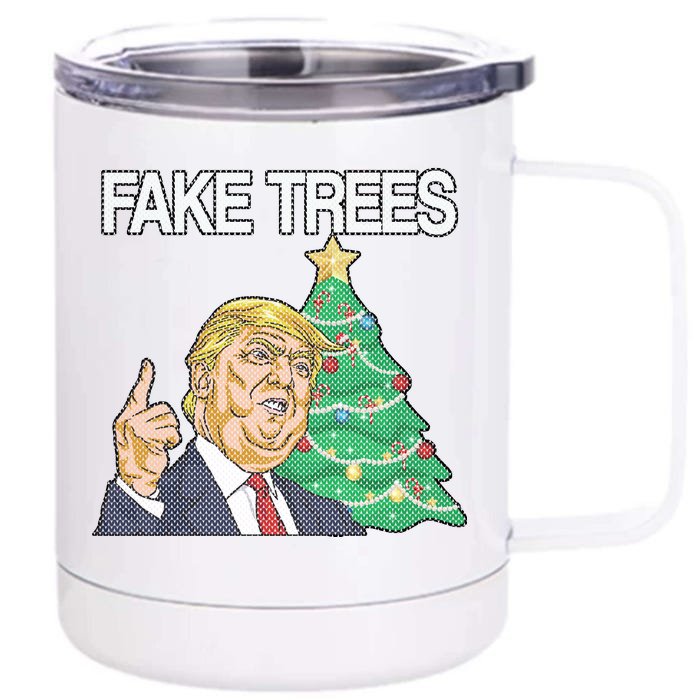 Fake Trees News Ugly Christmas Front & Back 12oz Stainless Steel Tumbler Cup