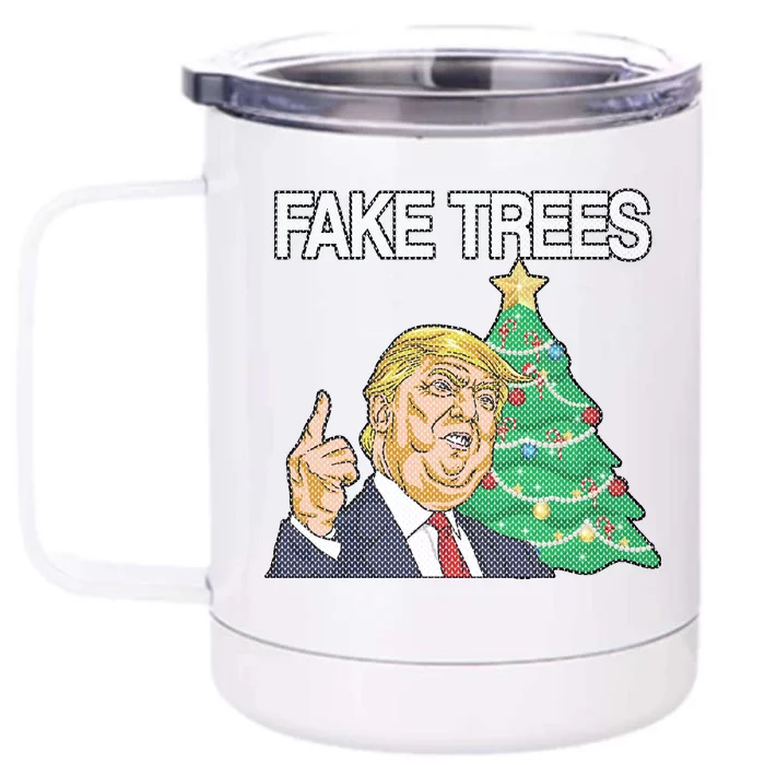 Fake Trees News Ugly Christmas Front & Back 12oz Stainless Steel Tumbler Cup