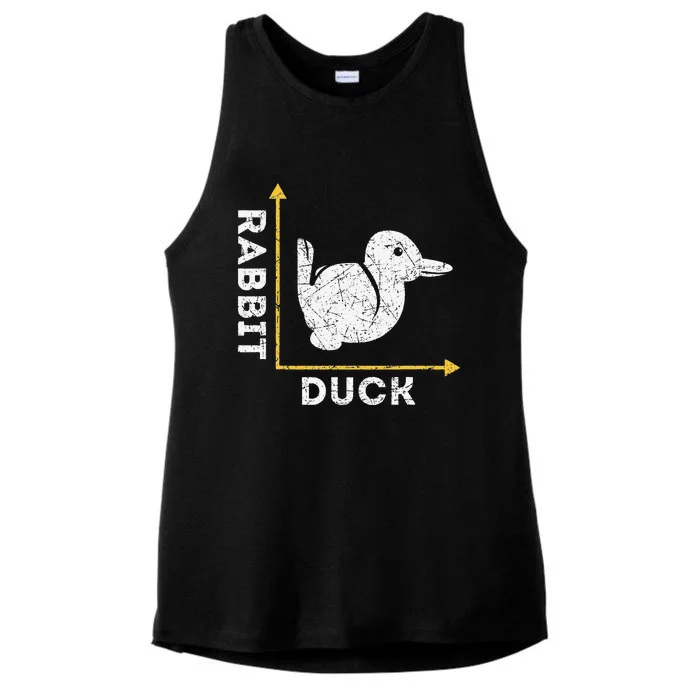 Funny Animal Lover Gift Optical Illusion Duck Or Rabbit Ladies Tri-Blend Wicking Tank