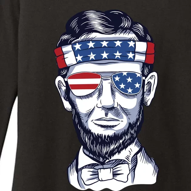 Funny Abraham Lincoln Wearing Glasses And Bandana Womens CVC Long Sleeve Shirt