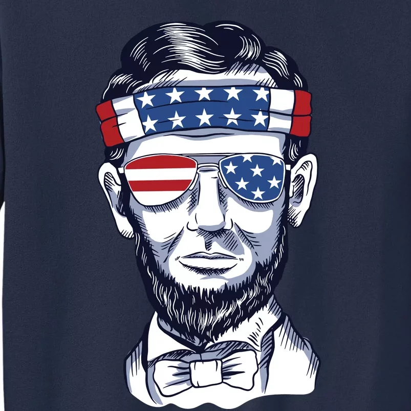 Funny Abraham Lincoln Wearing Glasses And Bandana Sweatshirt