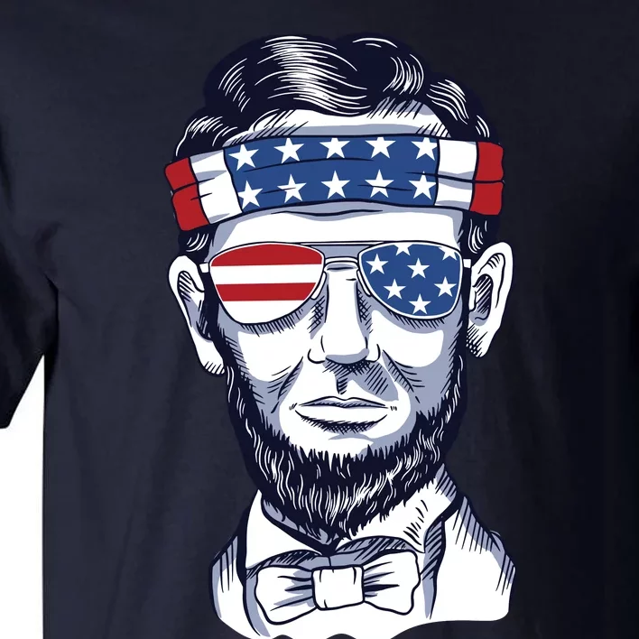 Funny Abraham Lincoln Wearing Glasses And Bandana Tall T-Shirt