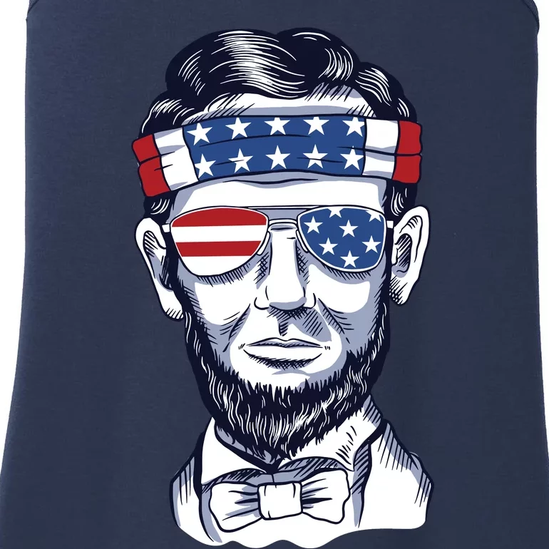 Funny Abraham Lincoln Wearing Glasses And Bandana Ladies Essential Tank