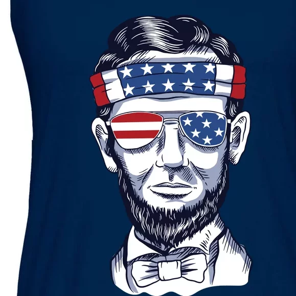 Funny Abraham Lincoln Wearing Glasses And Bandana Ladies Essential Flowy Tank