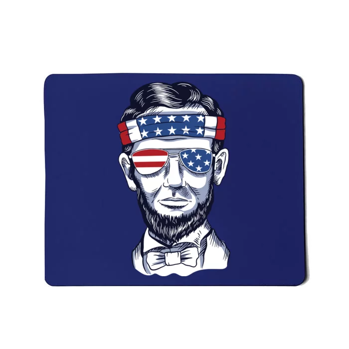 Funny Abraham Lincoln Wearing Glasses And Bandana Mousepad