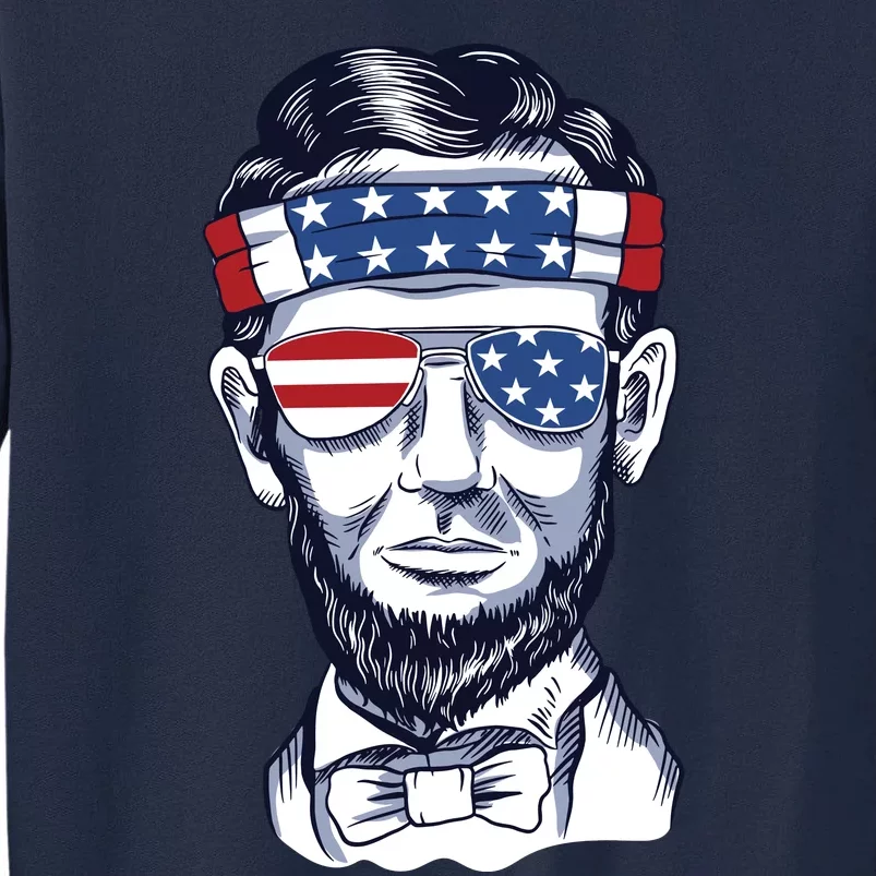 Funny Abraham Lincoln Wearing Glasses And Bandana Tall Sweatshirt