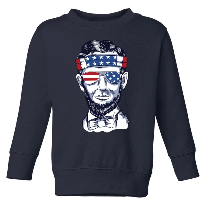 Funny Abraham Lincoln Wearing Glasses And Bandana Toddler Sweatshirt