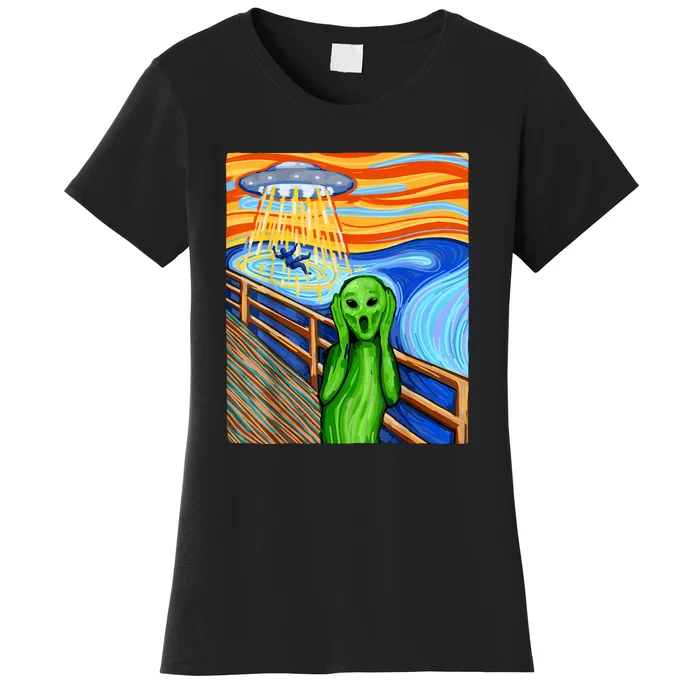 Funny Alien Lover Alien Humor Funny UFO Believe In Aliens Gift Women's T-Shirt