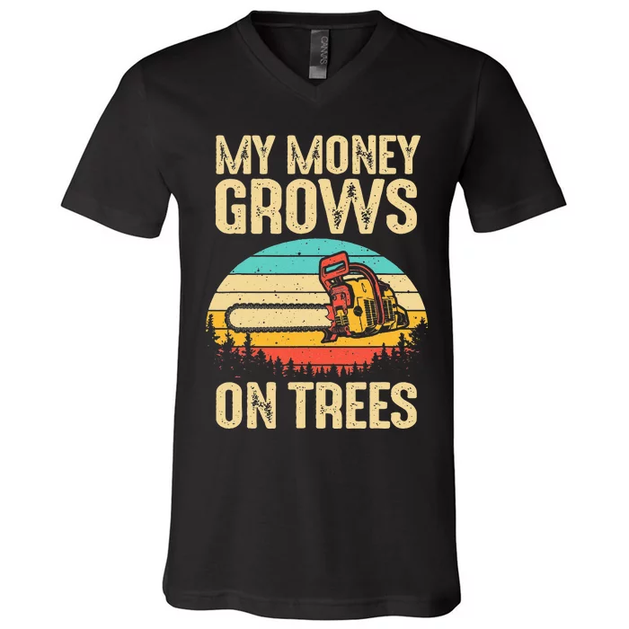 Funny Arborist Logger Gift Cool Tree Climber Lumberjack V-Neck T-Shirt