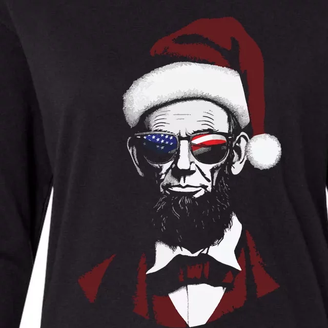 Funny Abraham Lincoln Santa Claus Abe Lincoln Christmas Womens Cotton Relaxed Long Sleeve T-Shirt