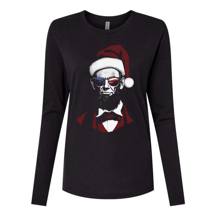 Funny Abraham Lincoln Santa Claus Abe Lincoln Christmas Womens Cotton Relaxed Long Sleeve T-Shirt