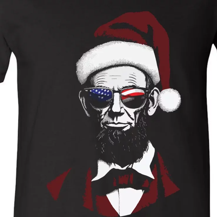 Funny Abraham Lincoln Santa Claus Abe Lincoln Christmas V-Neck T-Shirt