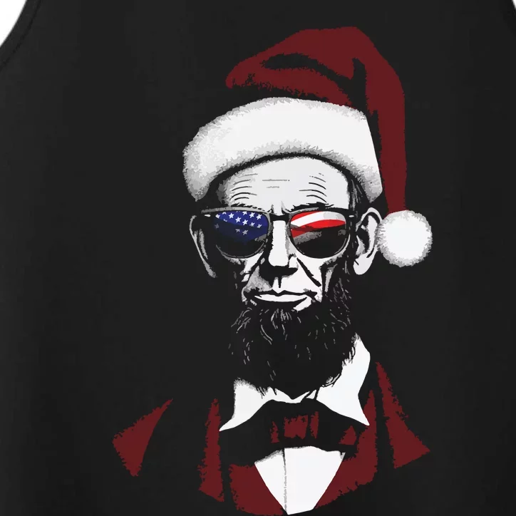 Funny Abraham Lincoln Santa Claus Abe Lincoln Christmas Performance Tank