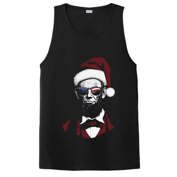 Funny Abraham Lincoln Santa Claus Abe Lincoln Christmas Performance Tank