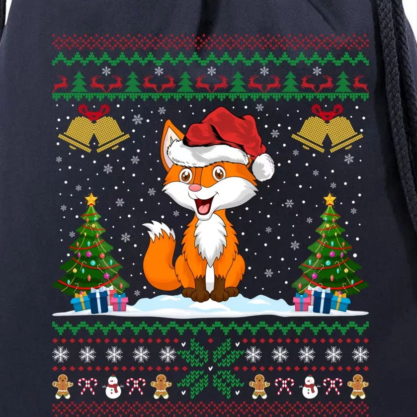 Foxes Animal Lover Xmas Gift Ugly Fox Christmas Gift Drawstring Bag