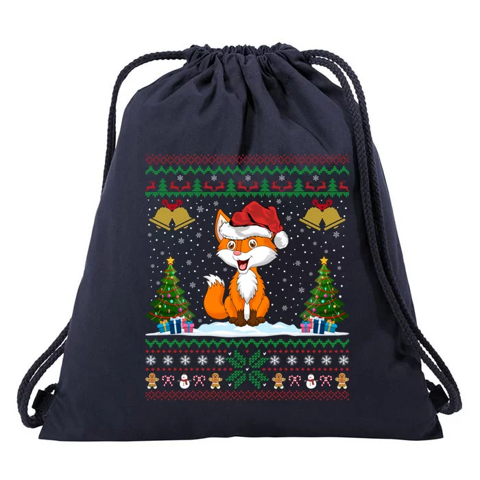 Foxes Animal Lover Xmas Gift Ugly Fox Christmas Gift Drawstring Bag