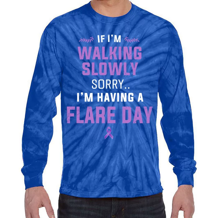 Fibro And Lupus Awareness On Rear Spoonie Flare Day Gift Tie-Dye Long Sleeve Shirt