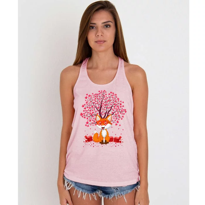 Fox Animal Lover Funny Fox Valentine's Day Women's Knotted Racerback Tank