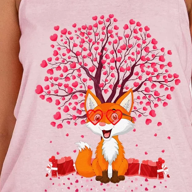 Fox Animal Lover Funny Fox Valentine's Day Women's Knotted Racerback Tank