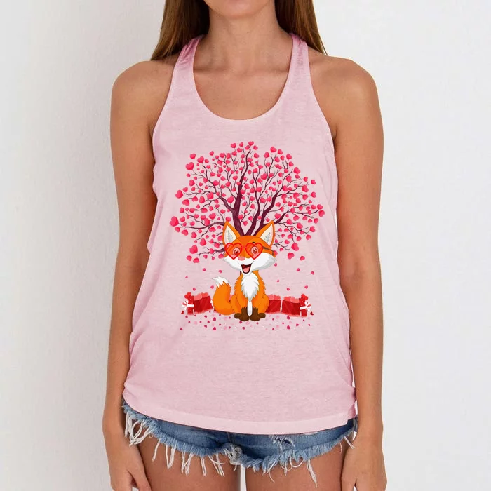 Fox Animal Lover Funny Fox Valentine's Day Women's Knotted Racerback Tank