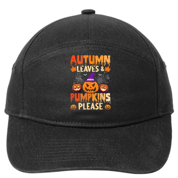 Fall Autumn Leaves & Pumpkin Please Halloween 7-Panel Snapback Hat