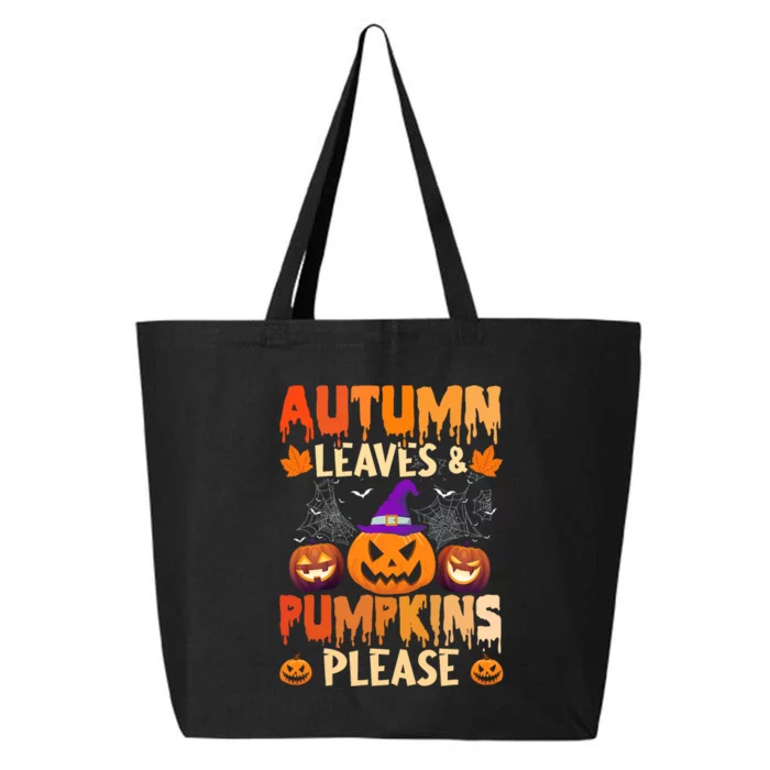 Fall Autumn Leaves & Pumpkin Please Halloween 25L Jumbo Tote