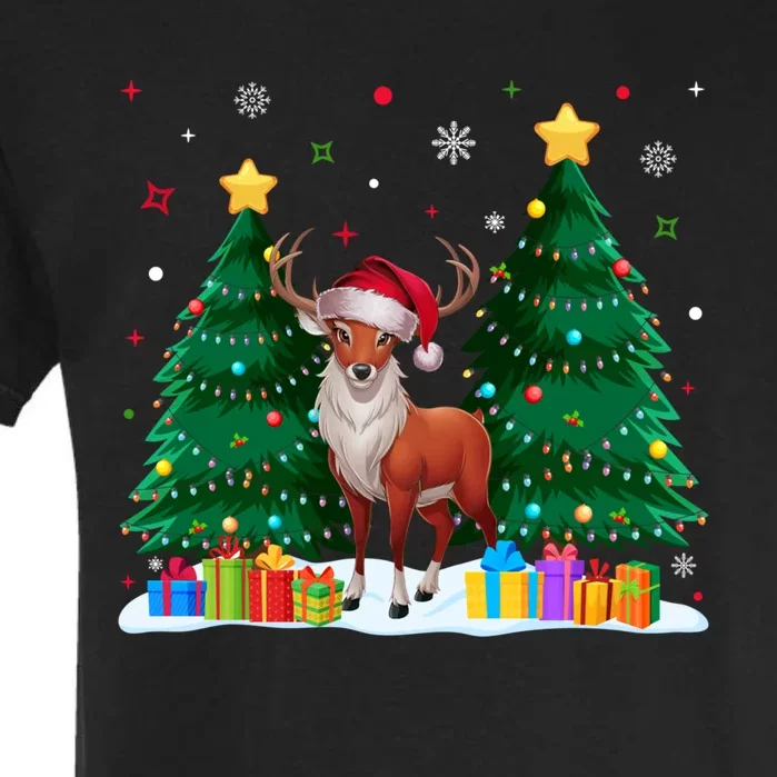 Funny Animal Lovers Deer Santa Hat Ugly Christmas Garment-Dyed Heavyweight T-Shirt