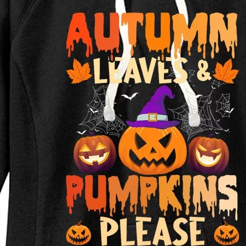 Fall Autumn Leaves & Pumpkin Please Halloween Women's Fleece Hoodie