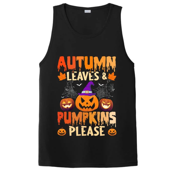 Fall Autumn Leaves & Pumpkin Please Halloween Performance Tank