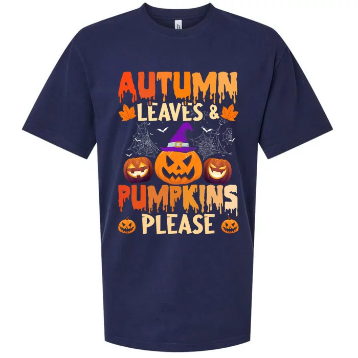 Fall Autumn Leaves & Pumpkin Please Halloween Sueded Cloud Jersey T-Shirt