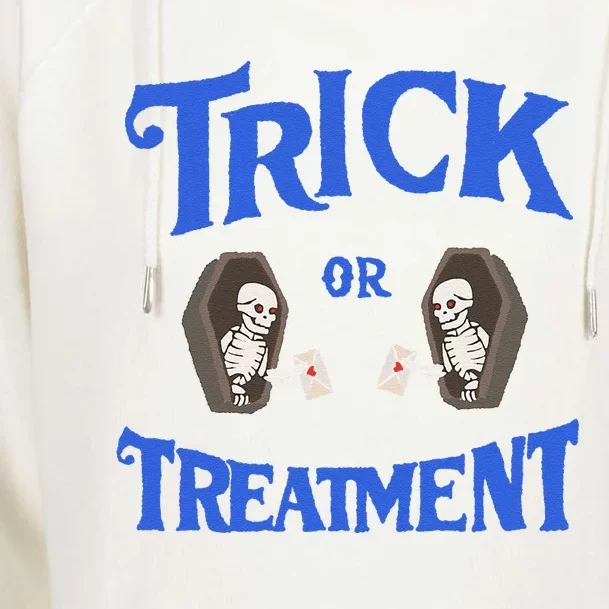 Funny Assisted Living Senior Care Trick Or Treatment Womens Funnel Neck Pullover Hood