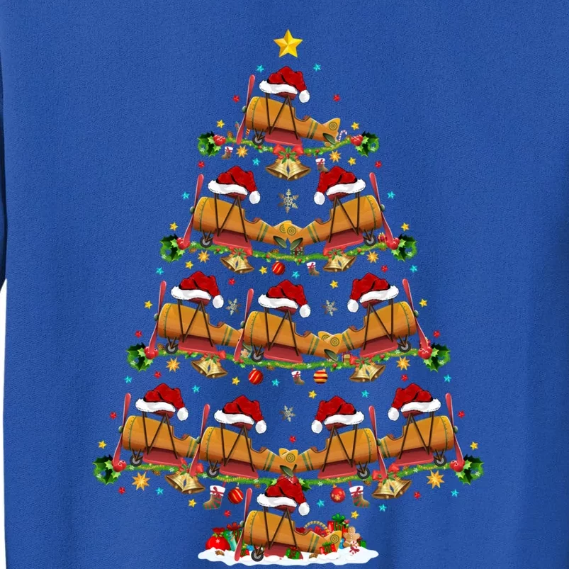 Funny Airplane Lover Matching Santa Airplane Christmas Tree Gift Sweatshirt