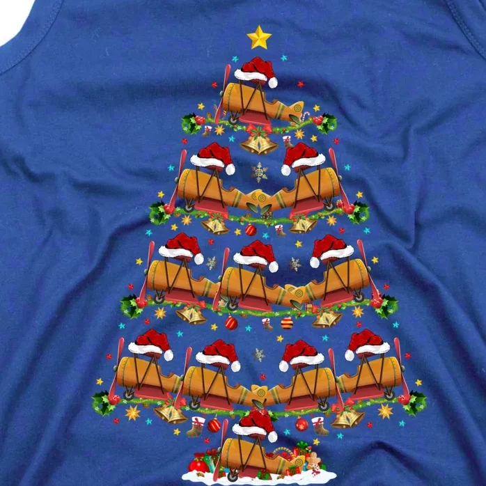 Funny Airplane Lover Matching Santa Airplane Christmas Tree Gift Tank Top