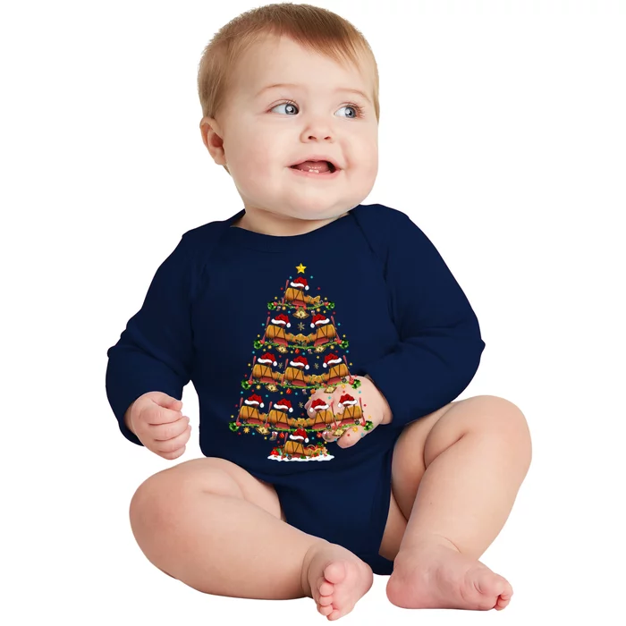 Funny Airplane Lover Matching Santa Airplane Christmas Tree Gift Baby Long Sleeve Bodysuit