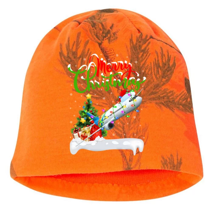 Funny Airplane Lover Xmas Lighting Santa Airplane Christmas Gift Kati - Camo Knit Beanie