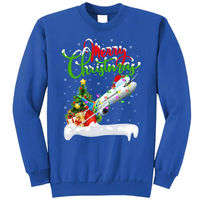 Funny Airplane Lover Xmas Lighting Santa Airplane Christmas Gift Sweatshirt