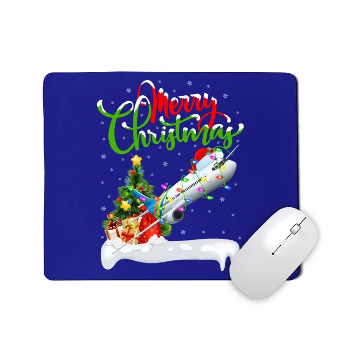 Funny Airplane Lover Xmas Lighting Santa Airplane Christmas Gift Mousepad