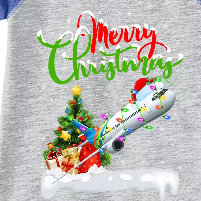 Funny Airplane Lover Xmas Lighting Santa Airplane Christmas Gift Infant Baby Jersey Bodysuit