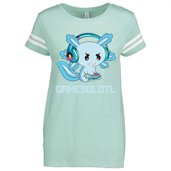 Funny Axolotl Lover Gamesalotl Gaming Axolotl Enza Ladies Jersey Football T-Shirt