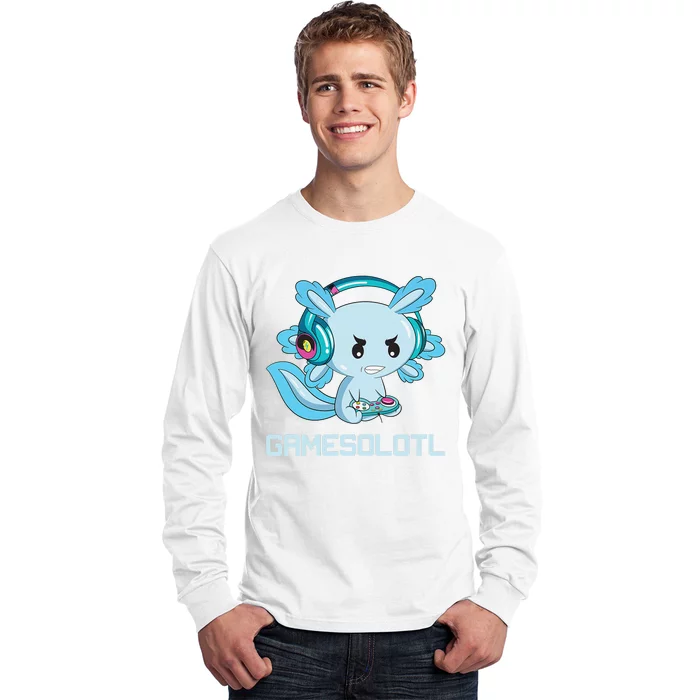 Funny Axolotl Lover Gamesalotl Gaming Axolotl Long Sleeve Shirt