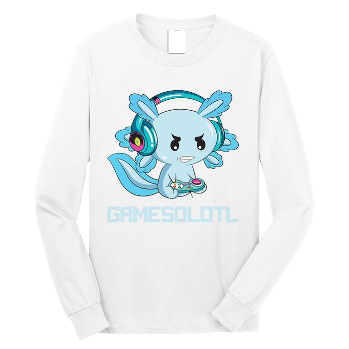 Funny Axolotl Lover Gamesalotl Gaming Axolotl Long Sleeve Shirt